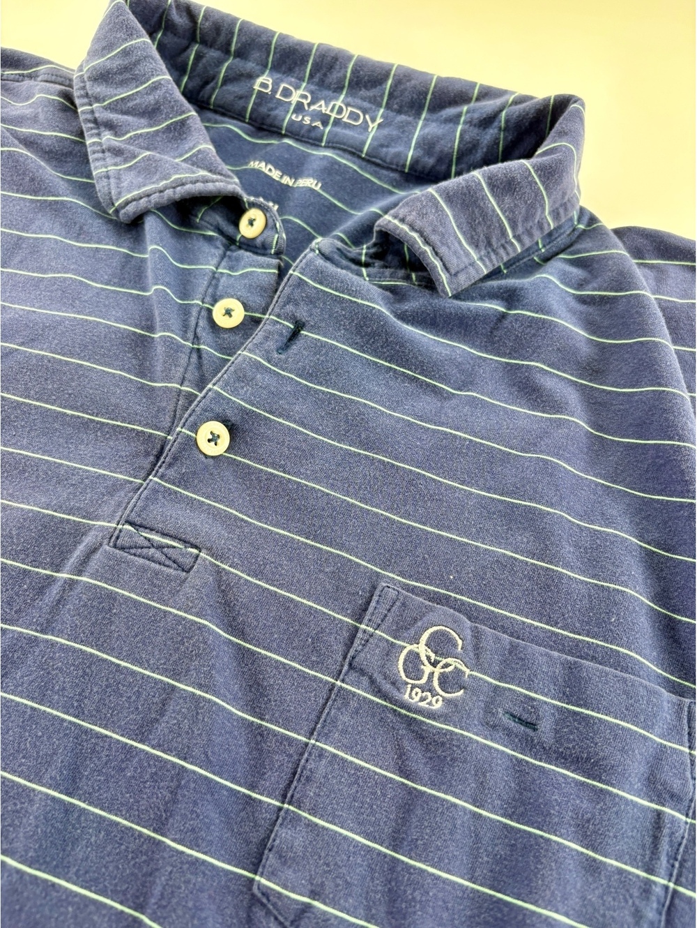 B.Draddy Golf Polo Men's XL Navy Stripe Carolina Golf Club